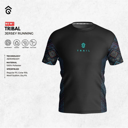 Kaos Lari/Running Jersey Short - Angsana TRIBAL - Super Ringan/Anti UV