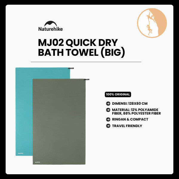 Handuk Portable & Praktis Outdoor - Naturehike MJ02 Quick Dry Bath Towel (128x80 cm)