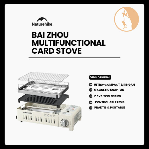 Kompor Portable Outdoor - Naturehike Bai Zhou Multifunctional Card Stove / BBQ Grill (Sand)