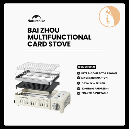 Kompor Portable Outdoor - Naturehike Bai Zhou Multifunctional Card Stove / BBQ Grill (Sand)