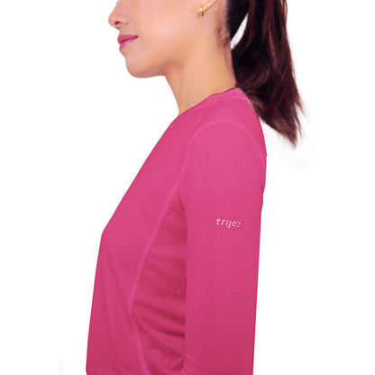 Kaos Wanita  Jersey Dryfit Baju Olahraga - Trijee ES HummingBird Long Sleeve Women - Pink