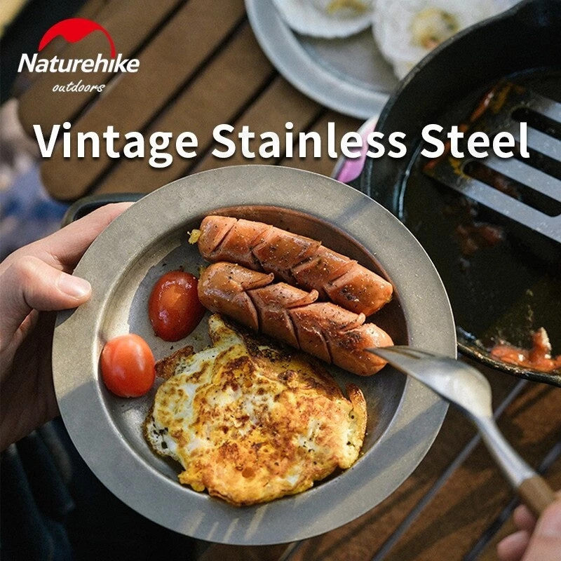 Piring Makan Stainless Steel - Naturehike Retro Cutlery - Stainless Steel Deep Disc/Plate