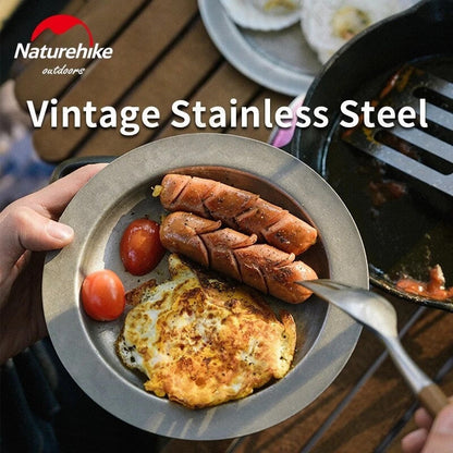 Piring Makan Stainless Steel - Naturehike Retro Cutlery - Stainless Steel Deep Disc/Plate