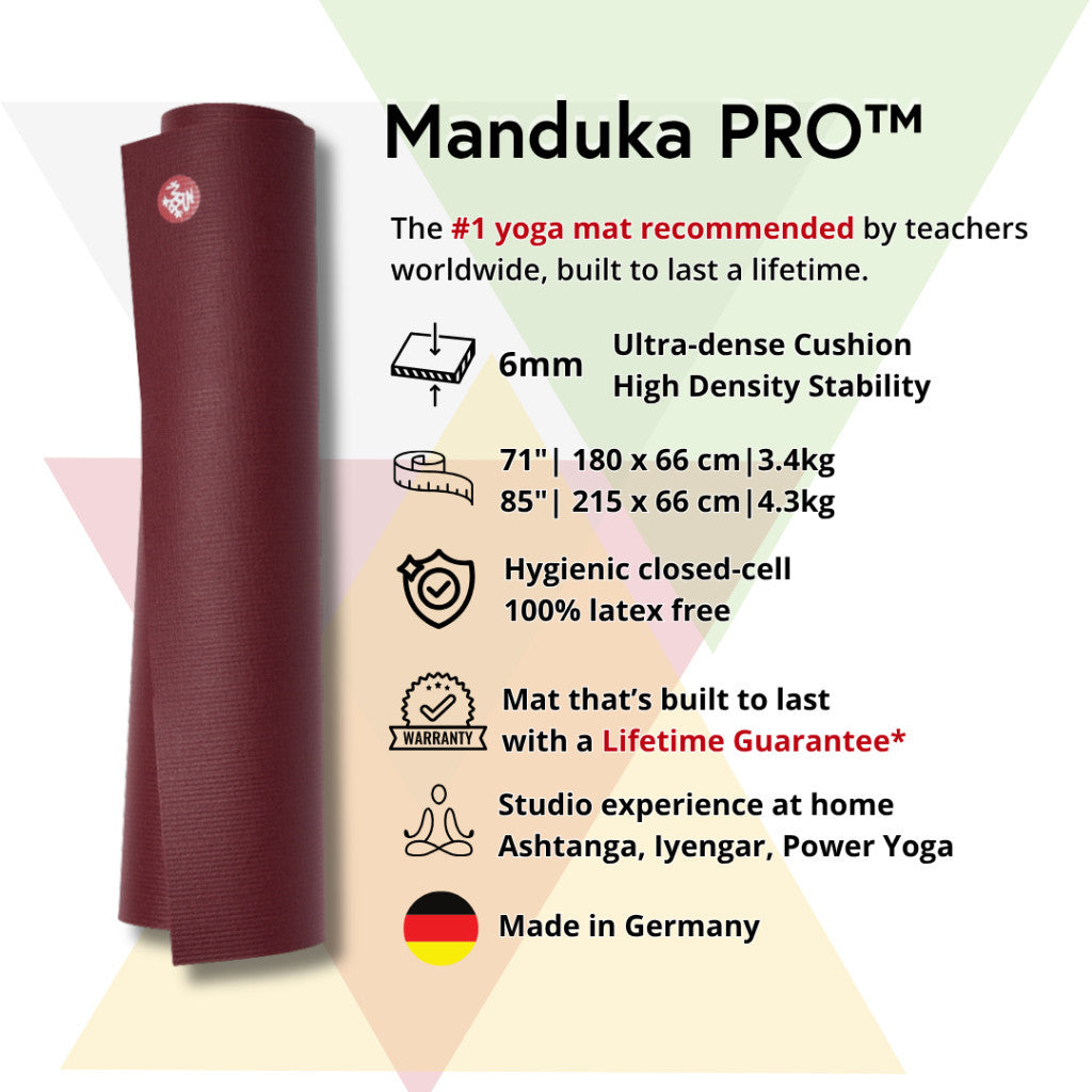 Manduka Pro Yoga Mat 6mm - Matras Yoga Premium Original & Durabilitas Tinggi - Lifetime Warranty - Made in Germany