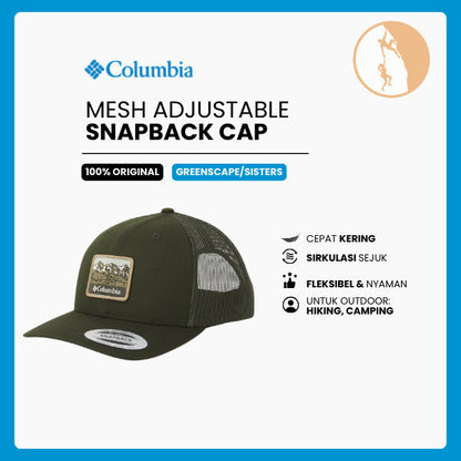 Topi Outdoor Unisex - Columbia Mesh Snap Back Cap High & Adjustable  (Greenscape/Sisters)