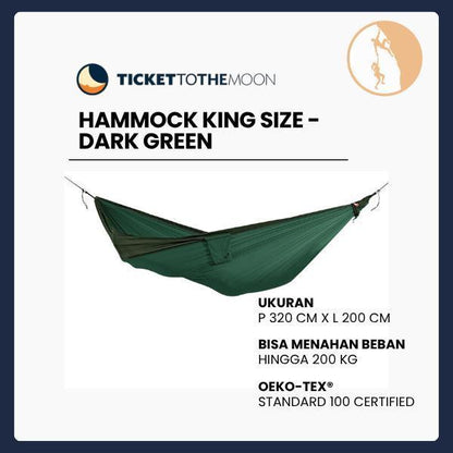 Ticket To The Moon Hammock King Size Dark Green Army Green Parasut Camping Outdoor Ayunan Gunung Kompak Nyaman 320x230 cm