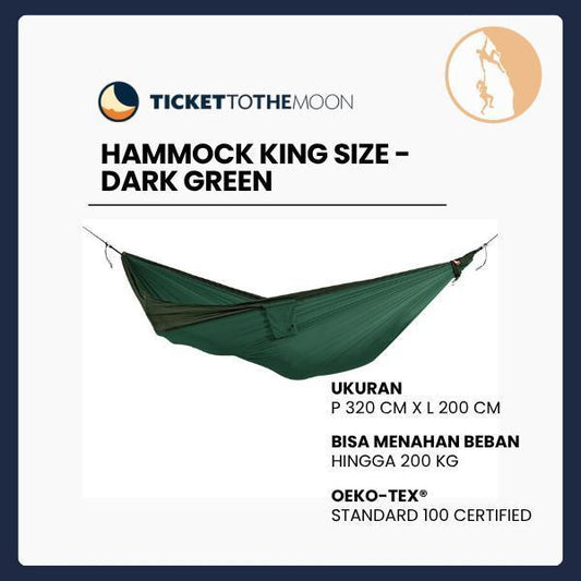 Ticket To The Moon Hammock King Size Dark Green Army Green Parasut Camping Outdoor Ayunan Gunung Kompak Nyaman 320x230 cm