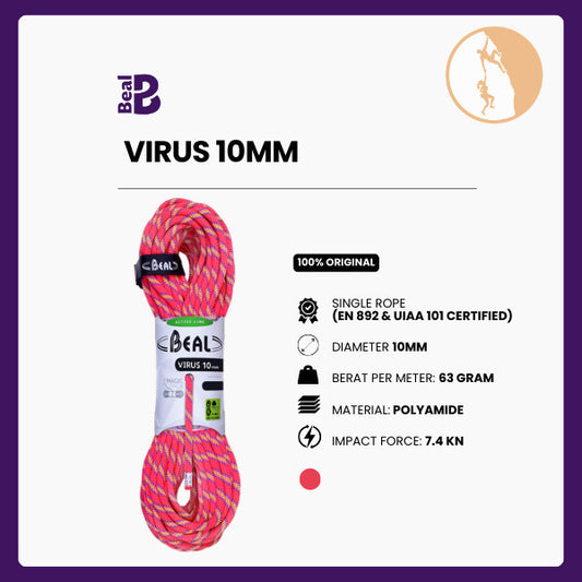 Tali Karmantel Beal Original Virus 10mm - Tali Dinamis Panjat Tebing