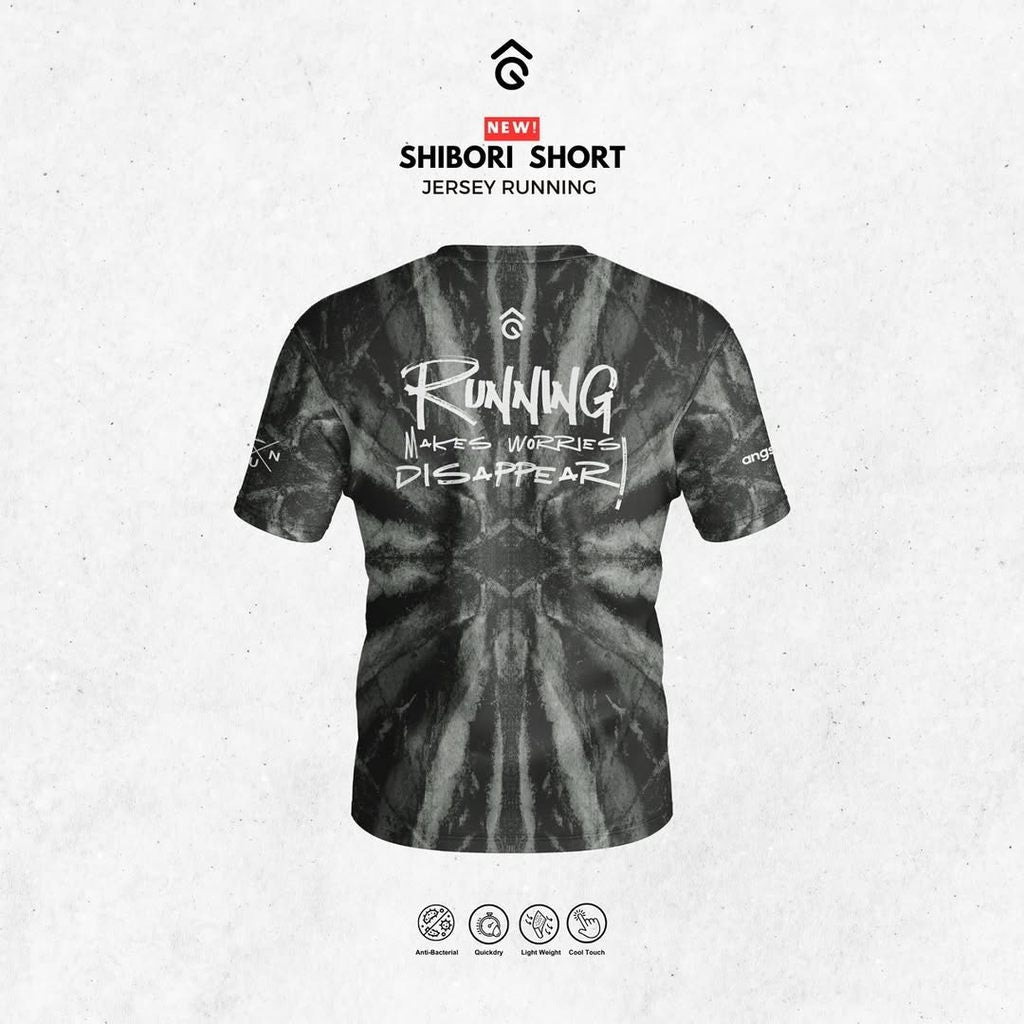 Kaos Lari/Running Jersey Short - Angsana SHIBORI - Super Ringan/Anti UV