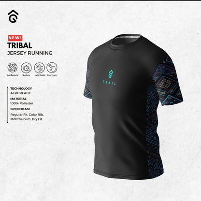 Kaos Lari/Running Jersey Short - Angsana TRIBAL - Super Ringan/Anti UV