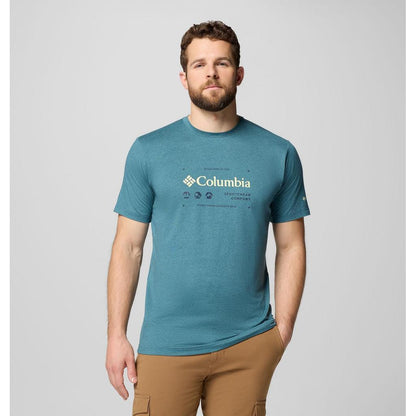 Kaos Outdoor/Hiking Pria - Columbia Men's Kwick Hike™ Graphic Short Sleeve T-Shirt (Everblue Heather)