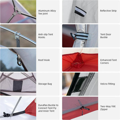 Tenda Camping/Ultralight Backpacking Tent - Naturehike Cloud Up™ PRO/ Kapasitas 1 Orang / 20D Nylon