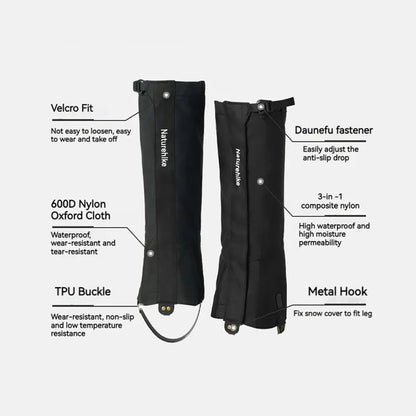 Gaiter Pelindung Kaki Sepatu - Naturehike Snow Leopard Outdoor All-terrain Boot Legging Gaiter / Black