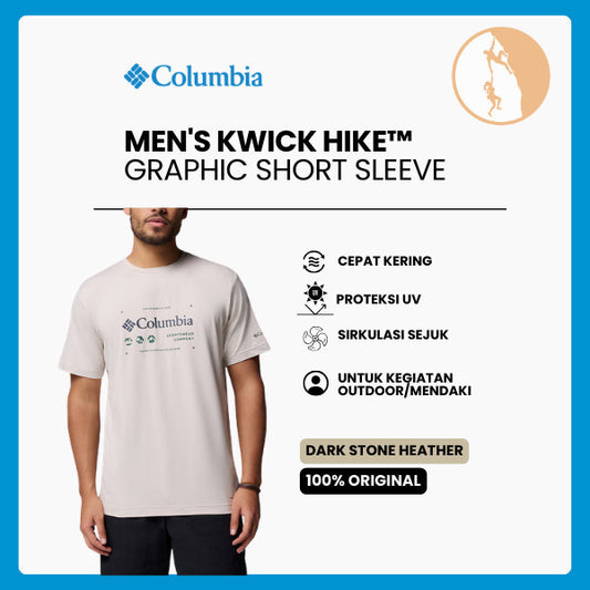 Kaos Outdoor/Hiking Pria - Columbia Men's Kwick Hike™ Graphic Short Sleeve T-Shirt (Dark Stone Heather)