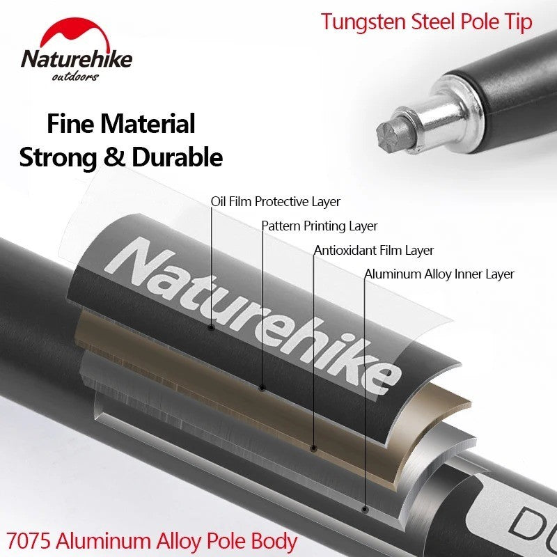 Tongkat Gunung/Hiking - Naturehike Qing Xue Base Three-Section 7075 Aluminum Alloy Trekking Pole / NH17D017-D