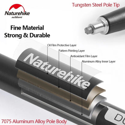 Tongkat Gunung/Hiking - Naturehike Qing Xue Base Three-Section 7075 Aluminum Alloy Trekking Pole / NH17D017-D