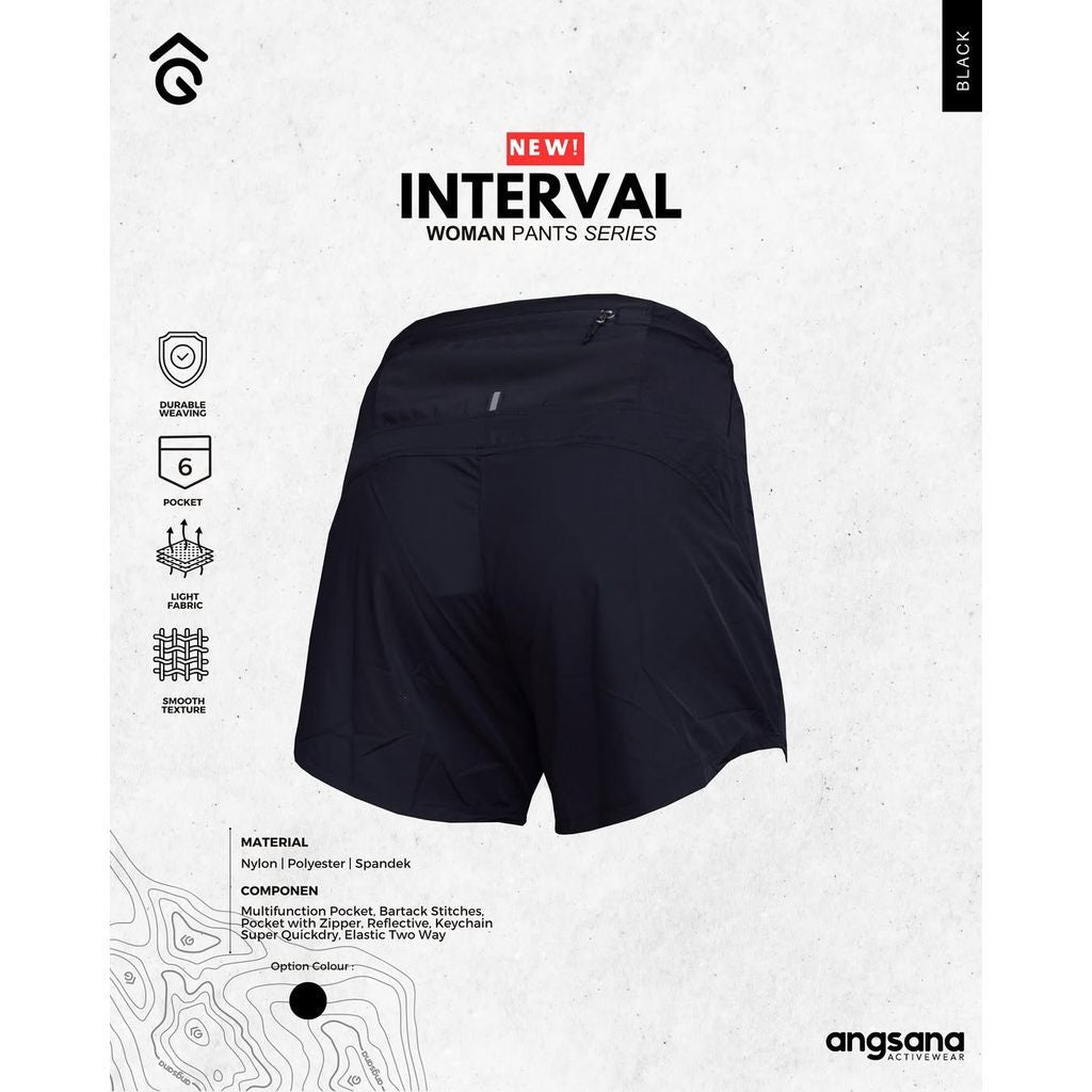 Celana Pendek Lari/Running - Angsana Interval Woman Series