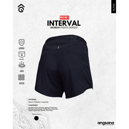 Celana Pendek Lari/Running - Angsana Interval Woman Series