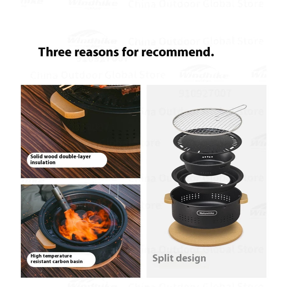 Kompor Arang Camping Portable Outdoor - Naturehike Moyan Table Top Round Stove / Blackfrying & Grilling