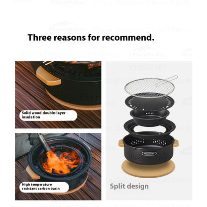 Kompor Arang Camping Portable Outdoor - Naturehike Moyan Table Top Round Stove / Blackfrying & Grilling