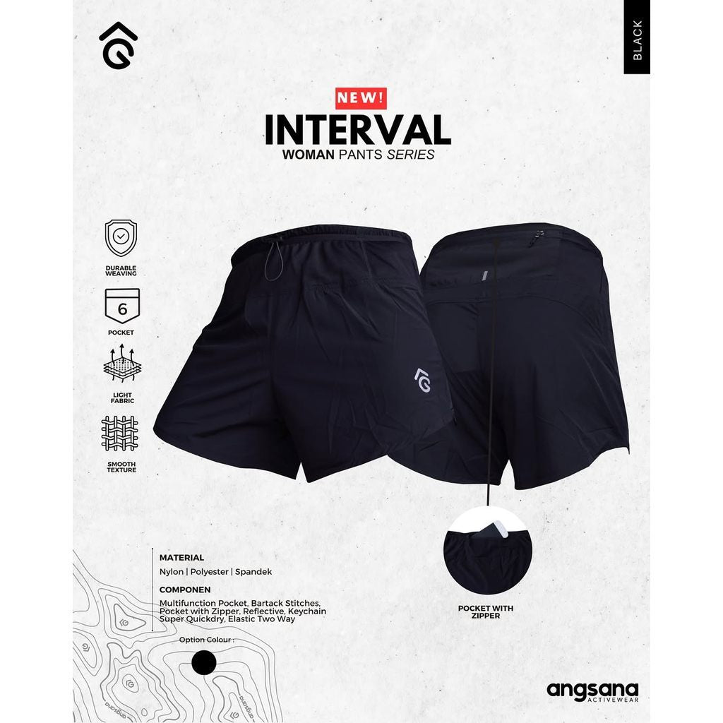 Celana Pendek Lari/Running - Angsana Interval Woman Series