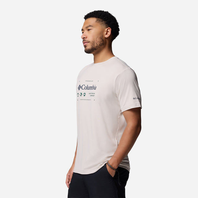 Kaos Outdoor/Hiking Pria - Columbia Men's Kwick Hike™ Graphic Short Sleeve T-Shirt (Dark Stone Heather)