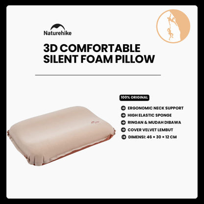 Bantal Traveling/Portable - Naturehike 3D Comfortable Silent Foam Pillow / Apricot
