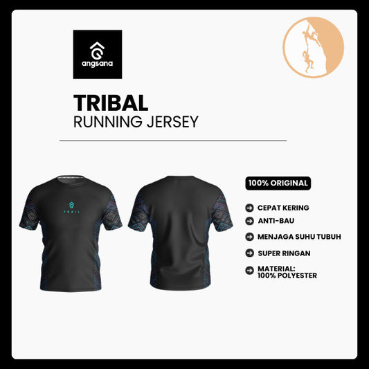 Kaos Lari/Running Jersey Short - Angsana TRIBAL - Super Ringan/Anti UV