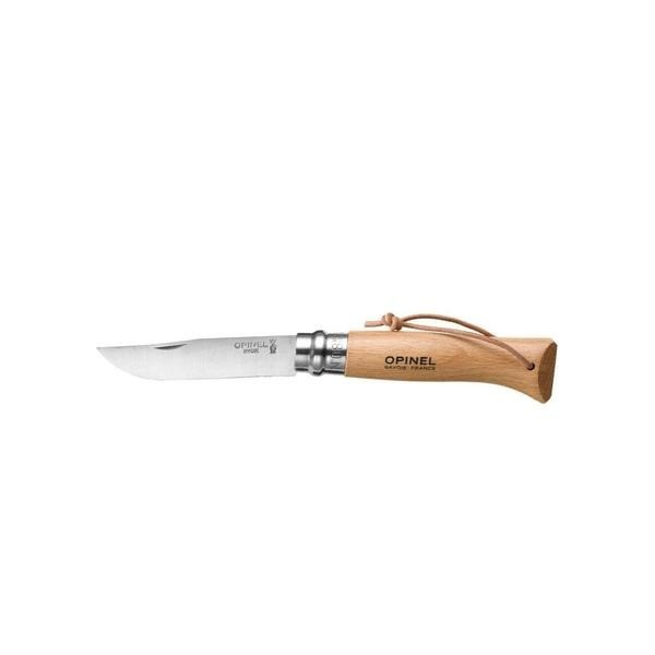 Opinel No 08 Stainless Steel with Leather Lace - Opinel Trekking/Bushwhacker/Folding Knife