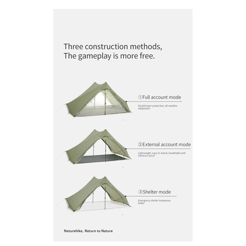 Tenda Camping/Ultra Light Hiking - Naturehike Lingfeng Hiking Tent UL / Kapasitas 2 Orang /15D Nylon