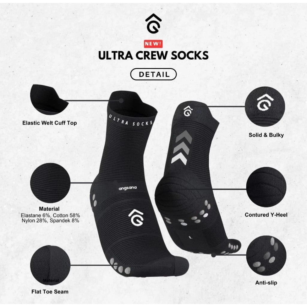 Kaos Kaki Lari Ultra - Angsana Compression Socks Crew