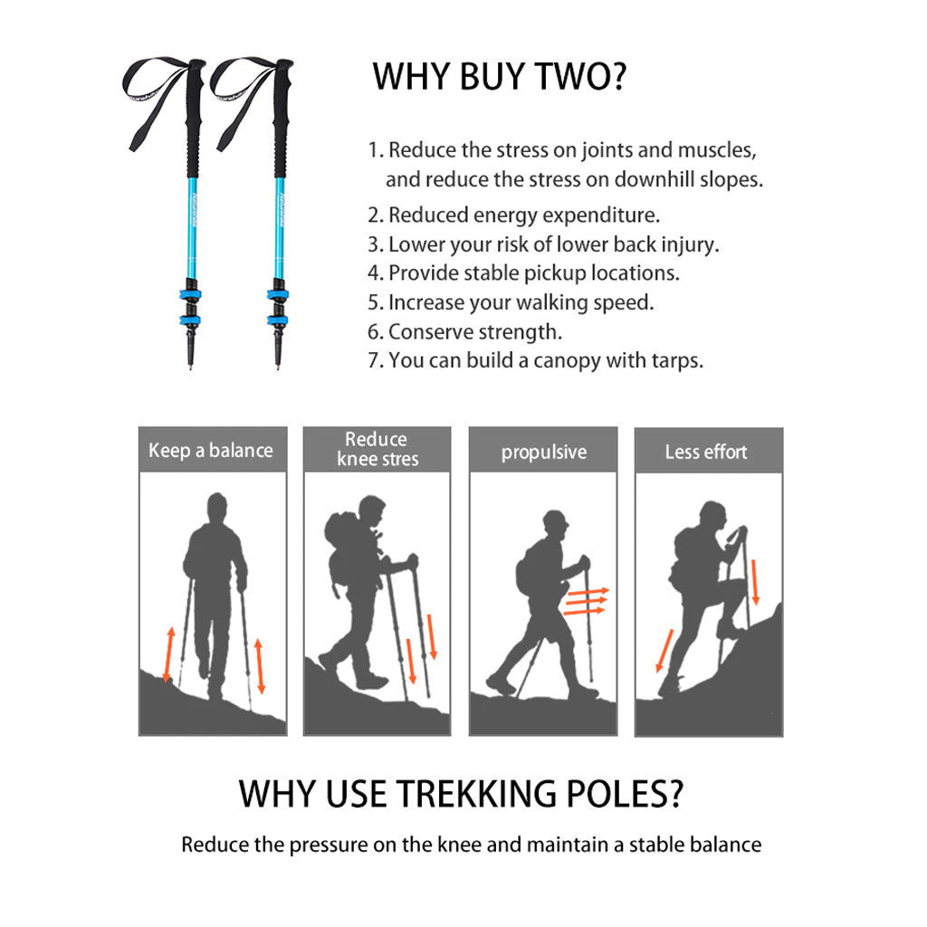 Tongkat Gunung/Hiking - Naturehike Qing Xue Base Three-Section 6061 Aluminum Alloy Trekking Pole / NH17D001-Z