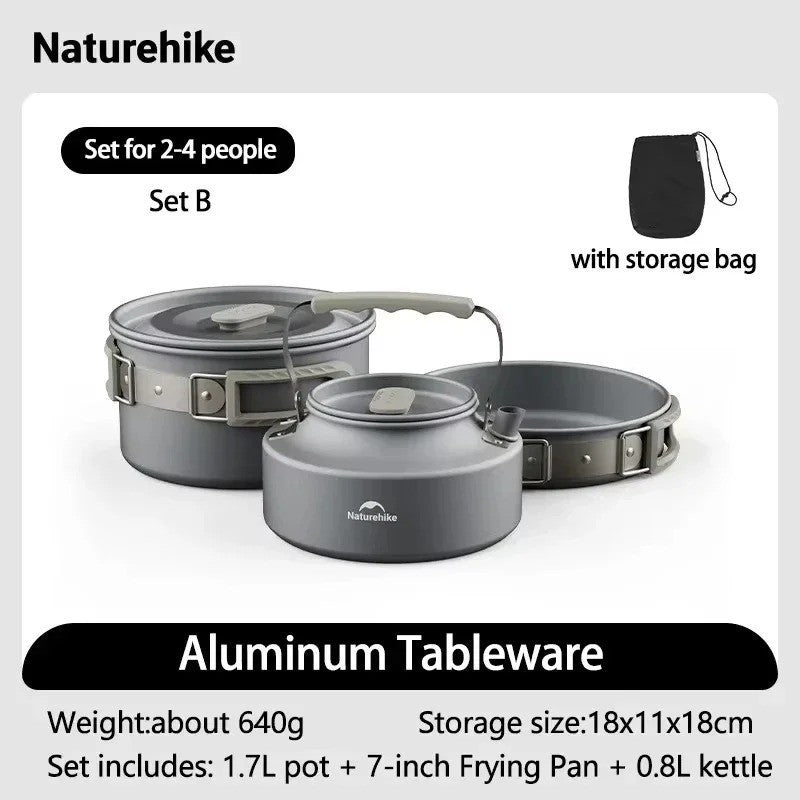 Alat Masak Camping Outdoor - Naturehike Cooking Set Wild Trekking Aluminum Alloy Pot Set / CNK2450CF010