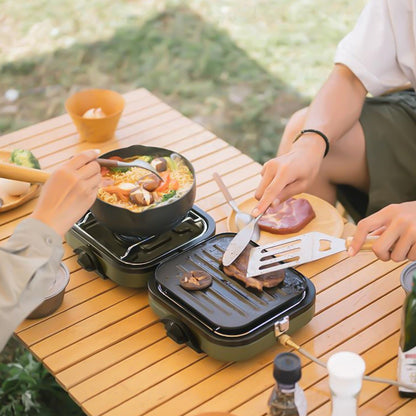 Kompor Camping Portable Outdoor - Naturehike Double Burner Folding Camping Gas Stove NH22RJ003