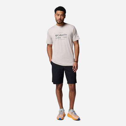 Kaos Outdoor/Hiking Pria - Columbia Men's Kwick Hike™ Graphic Short Sleeve T-Shirt (Dark Stone Heather)