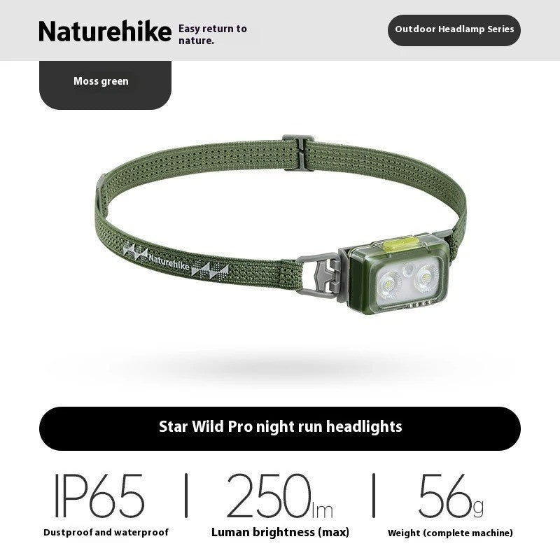 Senter Kepala Gunung/Hiking/Trail Running - Naturehike Xing Ye Pro Night Running Headlamp / Adventure Green /CNK2550ZM011