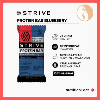 Strive Protein Bar Blueberry (24g Protein/Bar) - Camilan Instant Sehat