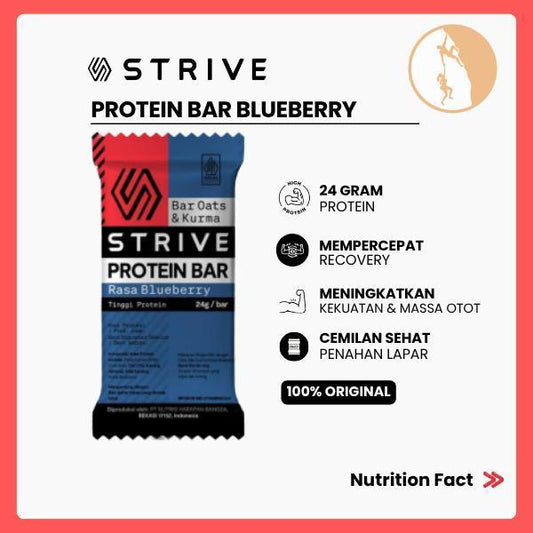 Strive Protein Bar Blueberry (24g Protein/Bar) - Camilan Instant Sehat