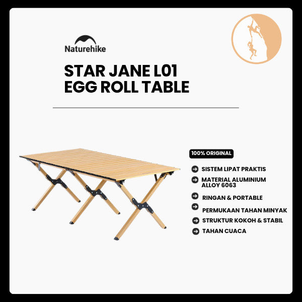 Meja Lipat Portable Camping - Star Jane L01 Egg Roll Table / Wood