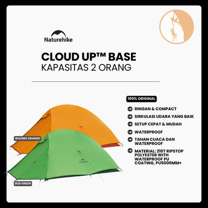 Tenda Camping/Ultralight Backpacking Tent - Naturehike Cloud Up™ Base / Kapasitas 2 Orang / 210T  Polyester