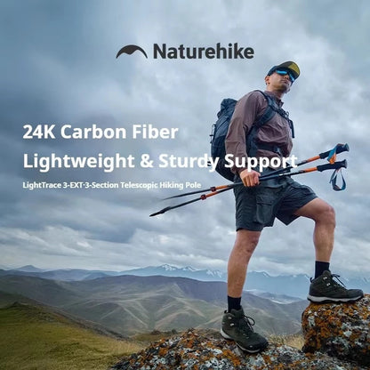 Tongkat Gunung/Hiking - Naturehike Sunsia 3-EXT Three-Section Carbon Fiber Telescopic Trekking Pole / CNK2550DS015