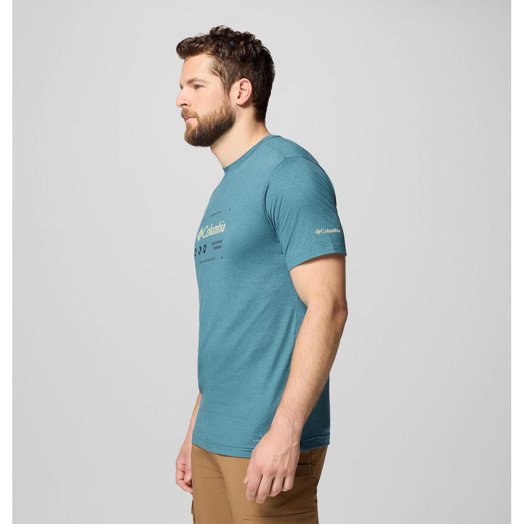Kaos Outdoor/Hiking Pria - Columbia Men's Kwick Hike™ Graphic Short Sleeve T-Shirt (Everblue Heather)