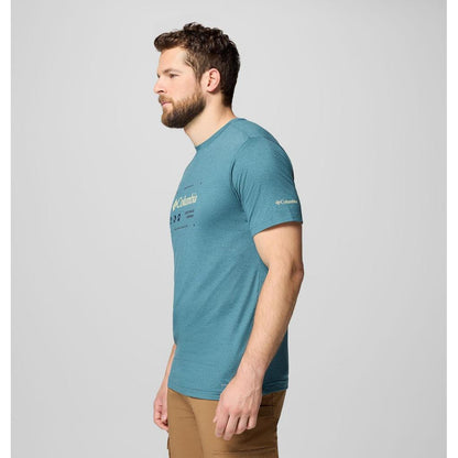 Kaos Outdoor/Hiking Pria - Columbia Men's Kwick Hike™ Graphic Short Sleeve T-Shirt (Everblue Heather)