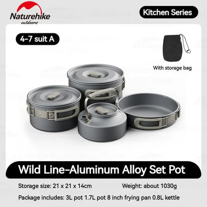Alat Masak Camping Outdoor - Naturehike Cooking Set Wild Trekking Aluminum Alloy Pot Set / CNK2450CF010