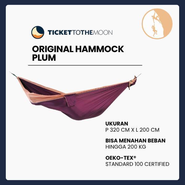 Ticket To The Moon - Original Hammock Plum / Peach, Hammock Outdoor Tidur Camping Ayunan, Ukuran 320x200 cm, Berat 600 g, Kualitas OEKO-TEX, Multifungsi dan Nyaman