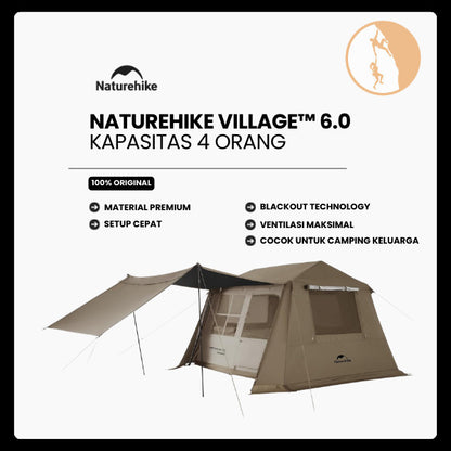 Tenda Camping/Ultralight Backpacking Tent - Naturehike Village™ 6.0 4-Person Instant Cabin Tent
