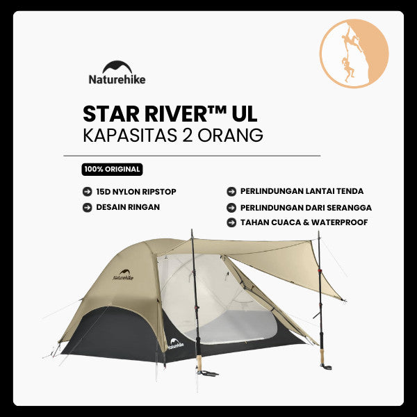 Tenda Camping/Ultralight Backpacking Tent - Naturehike Star River UL / Kapasitas 2 Orang