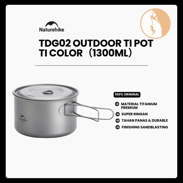 Alat Masak Camping Outdoor/Cooking Pot - Naturehike TDG02 outdoor Ti Pot Ti Color/1300ML