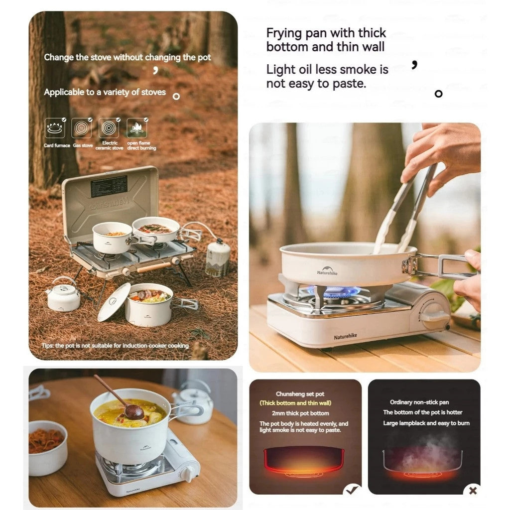 Set Alat Masak Camping Outdoor - Naturehike Ceramic Non-Stick Set Pots