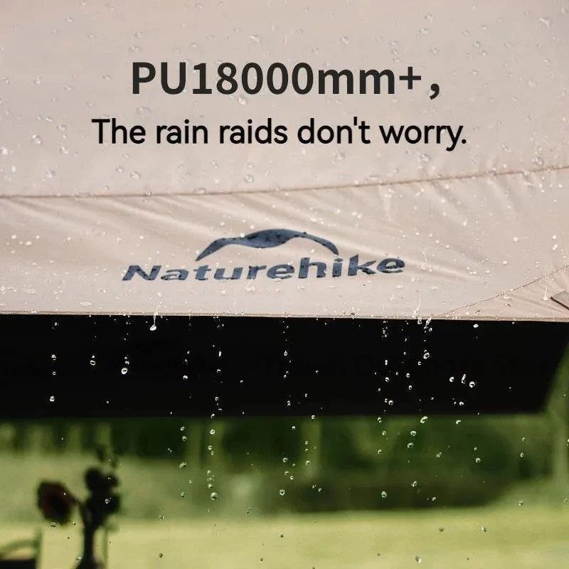 Tenda Tarp Flysheet Kanopi - Naturehike Cloud Skies Lite Camping Tarp with Poles, Waterproof Sun Shelter / Hexagon Vinyl